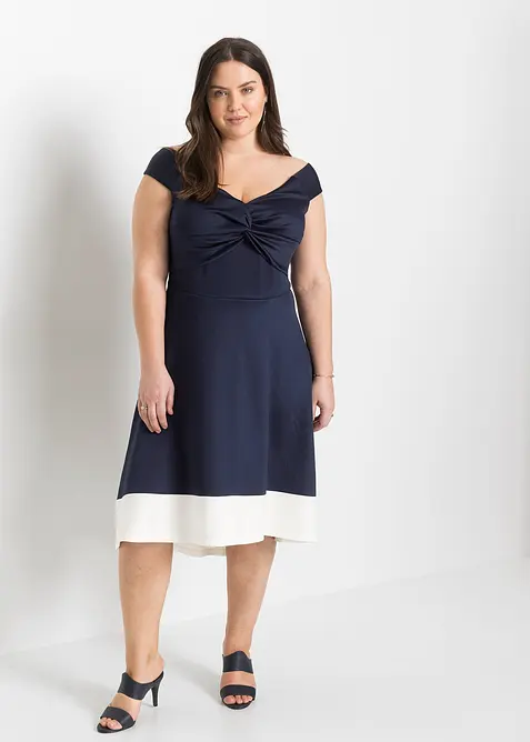 Carmen jurk met knoopdetail, bonprix