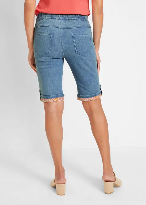 Jeans bermuda met gekleurde omslag, bonprix
