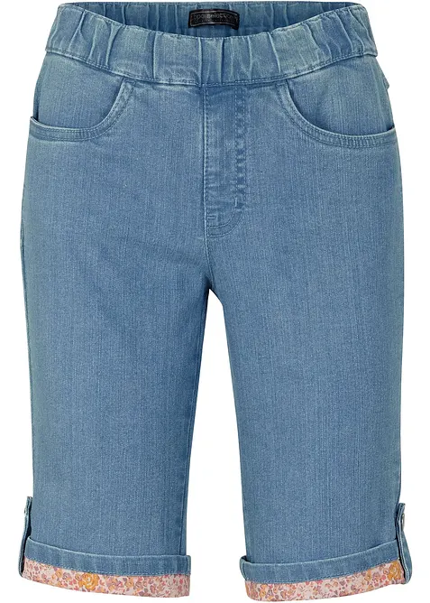 Jeans bermuda met gekleurde omslag, bonprix