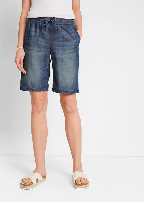 Lichte denim broek met linnen, bonprix