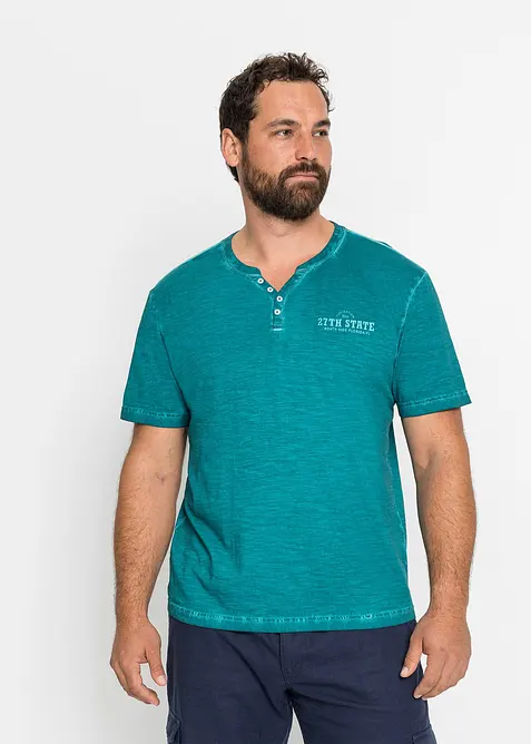 Henley shirt in washed out look, korte mouw, bonprix