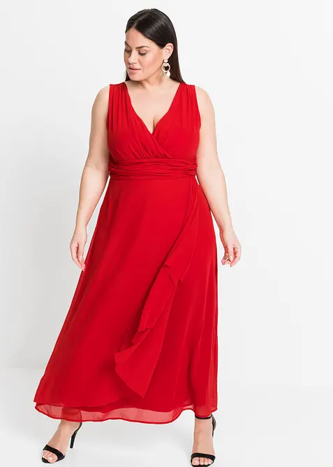 Maxi jurk van chiffon met plooitjes, bonprix
