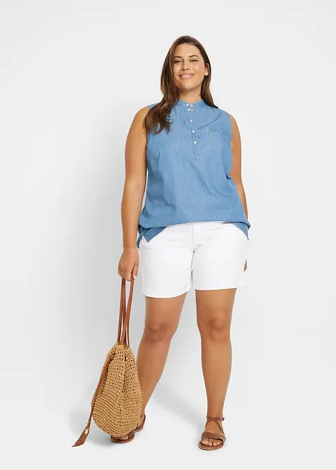 Stretch jeans short slim fit mid waist (set van 2), bonprix