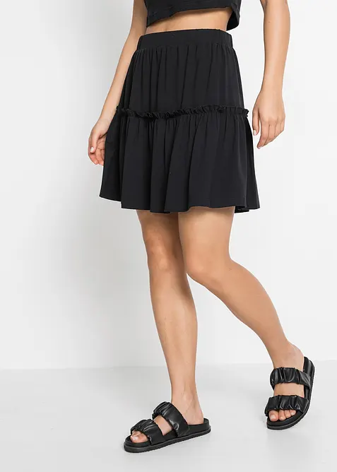 Jersey rok in een viscosemix met volant, bonprix