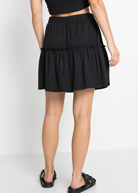 Jersey rok in een viscosemix met volant, bonprix