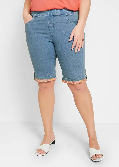 Jeans bermuda met gekleurde omslag, bonprix