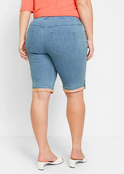 Jeans bermuda met gekleurde omslag, bonprix