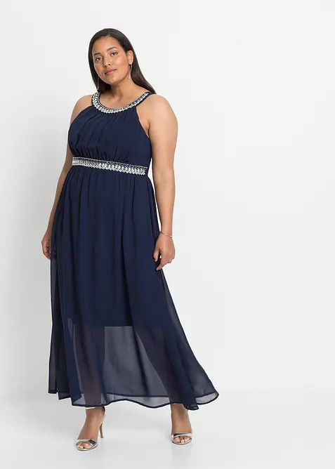 Maxi jurk met stras en gerecycled polyester, bonprix