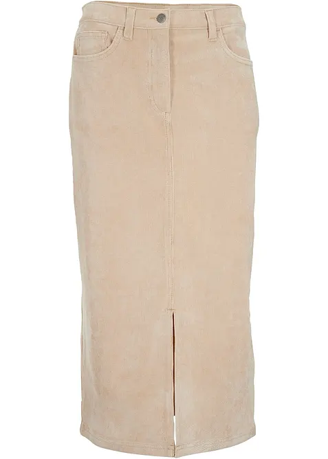 Stretch corduroy rok in midilengte, bonprix