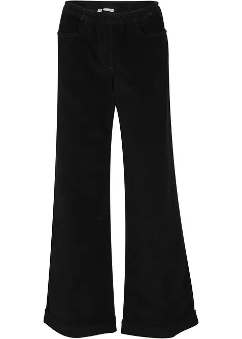 Wijde stretch corduroy broek, high waist, bonprix