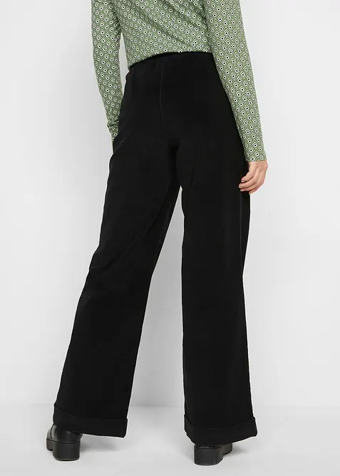 Wijde stretch corduroy broek, high waist, bonprix