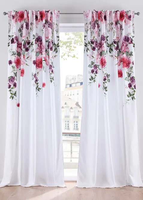 Gordijn met bloemenprint (2 stuks), bonprix
