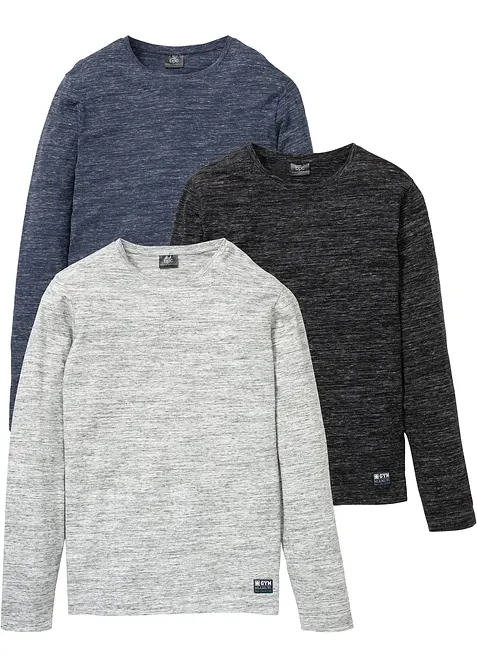 Longsleeve  van puur katoen (set van 3), bonprix