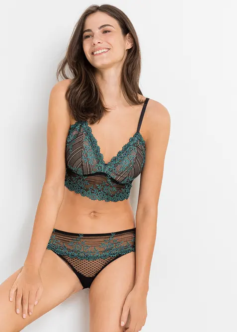 Bralette met tweekleurig kant, bonprix