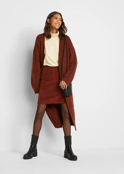 Stretch corduroy rok met een comfortabele band, bonprix