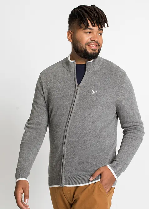 Fijn gebreid vest met opstaande kraag en gerecycled materiaal, bonprix