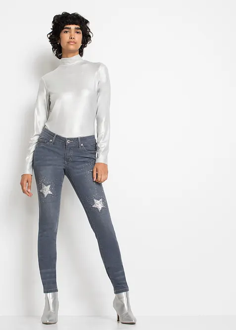 Skinny low waist jeans met sterren, bonprix