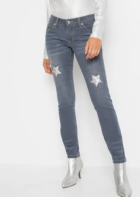 Skinny low waist jeans met sterren, bonprix