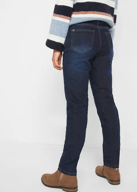 Meisjes thermojeans met jersey voering, mid waist, bonprix