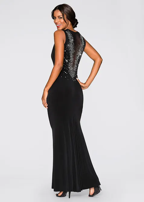 Maxi jurk met strass langs rugdecolleté, bonprix