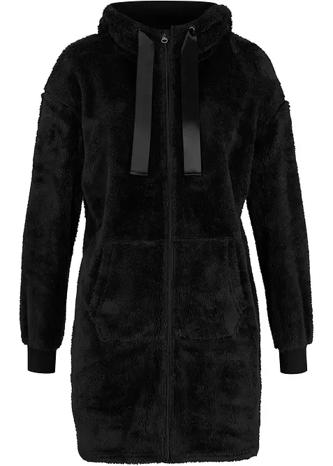 Lichte fleece vest met capuchon en lange mouwen, bonprix