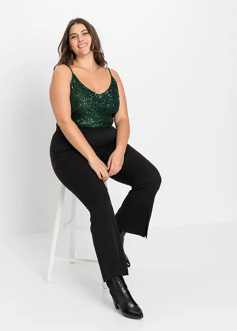 Top met spaghettibandjes en pailletten in een zachte viscosemix, bonprix