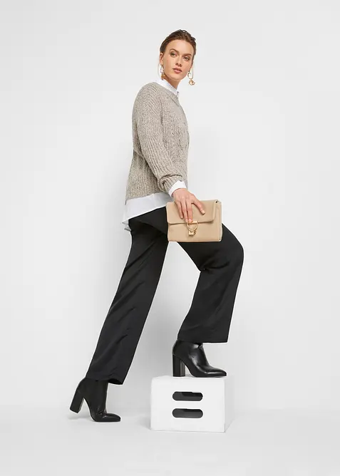 Oversized trui met kabelpatroon, bonprix