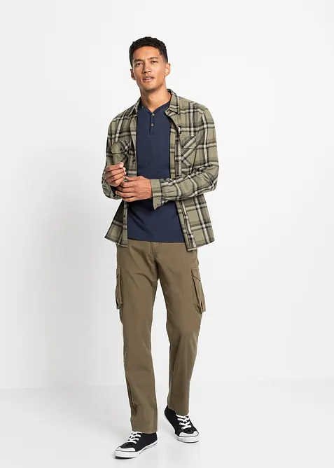 Henley longsleeve van biologisch katoen (set van 2), bonprix