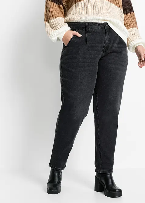 Barrel stretch jeans, mid waist, bonprix