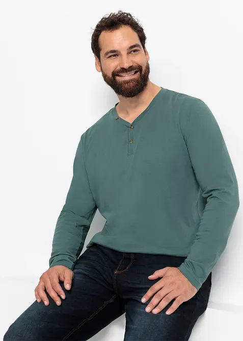 Henley longsleeve van biologisch katoen (set van 2), bonprix