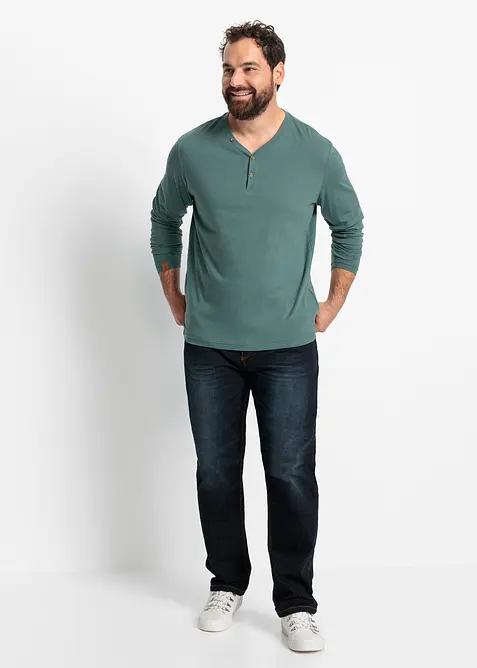 Henley longsleeve van biologisch katoen (set van 2), bonprix