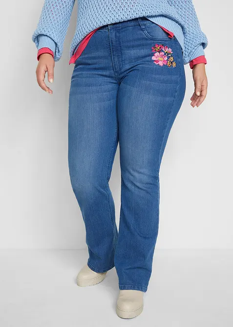 High waist jeans met comfortband, bootcut, bonprix