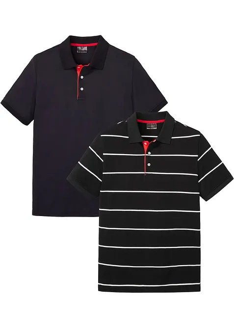 Piqué poloshirt van katoen (set van 2), bonprix