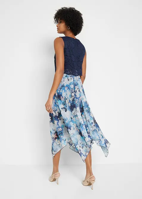 Chiffon jurk met sierlijk kant, bonprix