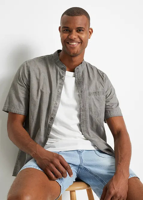 Overhemd in washed out look met korte mouwen, bonprix