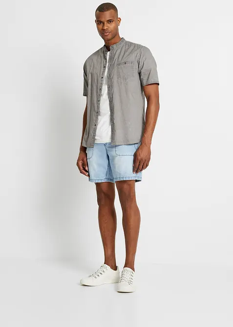 Overhemd in washed out look met korte mouwen, bonprix