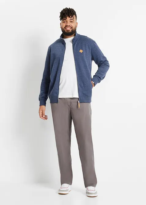 Sweatvest met opstaande kraag en imitatieleren details, bonprix