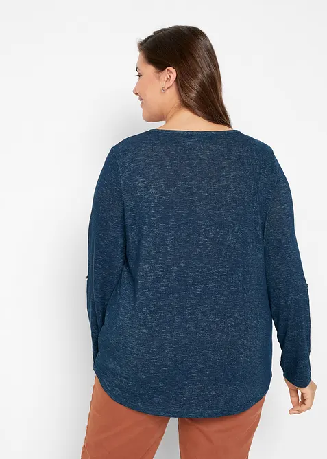 Longsleeve met knoopsluiting van katoenmix, bonprix