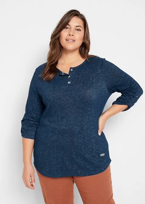 Longsleeve met knoopsluiting van katoenmix, bonprix