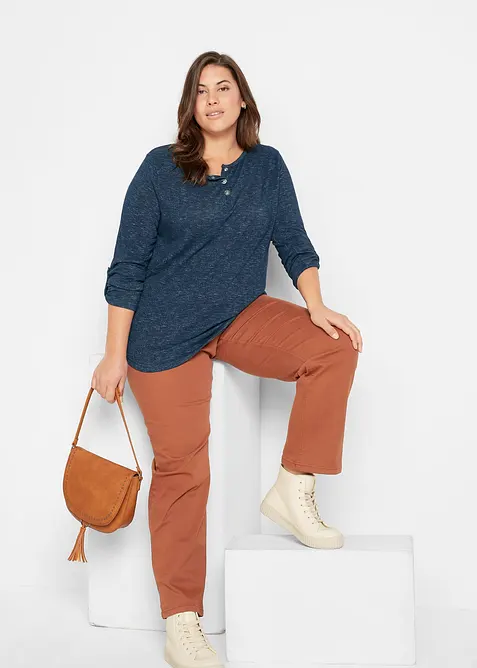 Longsleeve met knoopsluiting van katoenmix, bonprix