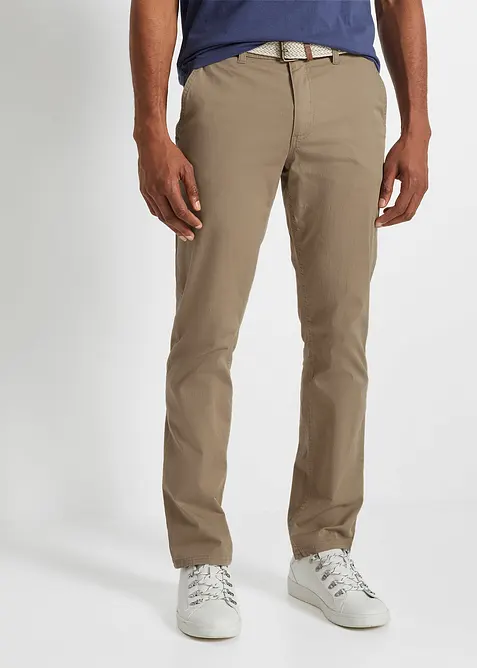 Regular fit chino met comfortband riem, straight, bonprix
