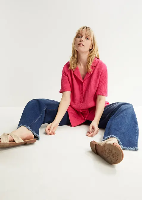 Lange mousseline overhemdblouse, bonprix