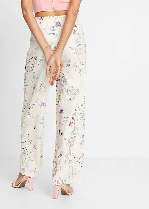 Jersey broek met bloemenprint, bonprix