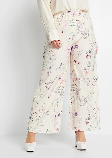 Jersey broek met bloemenprint, bonprix