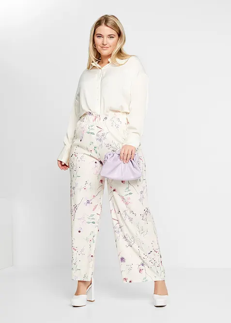 Jersey broek met bloemenprint, bonprix