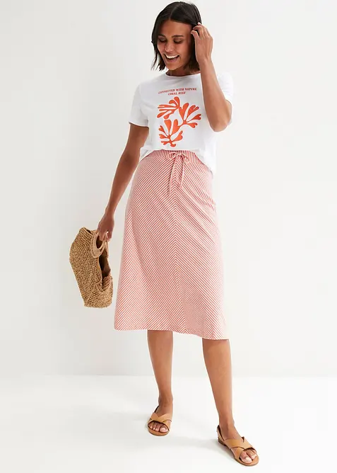 Jersey rok met strepen, knielang, bonprix