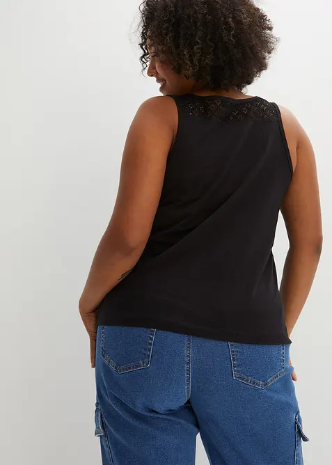 Tanktop met kant van katoen, bonprix