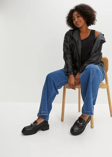 Tanktop met kant van katoen, bonprix