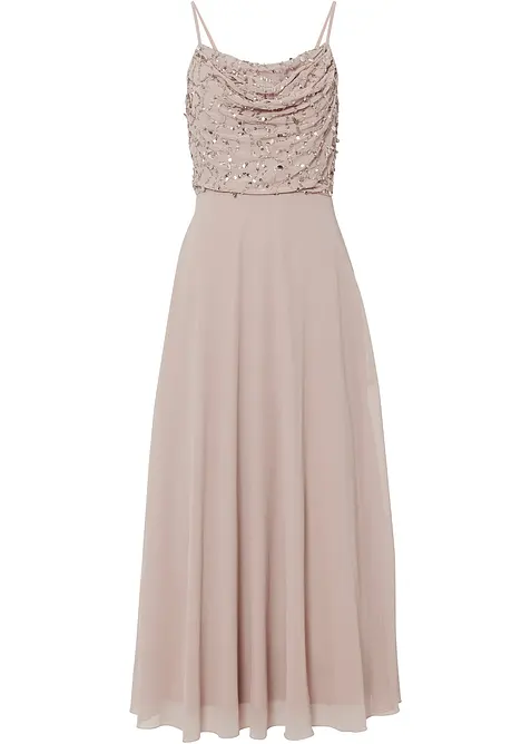 Jurk met spaghettibandjes en paillettenborduursel, bonprix