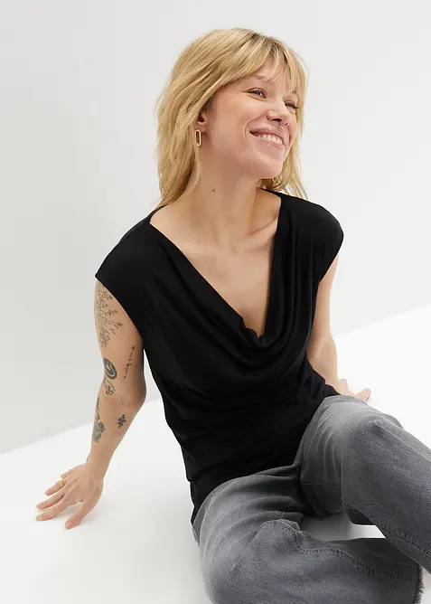 Top met watervalhals, bonprix